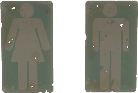 Fo4 Restroom Signs - Wood (531x372), Png Download