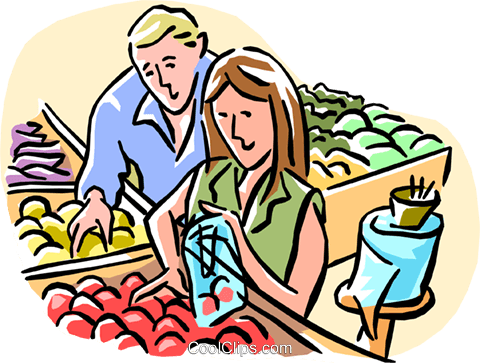 Store Clipart Grocery Shopper - Couple Grocery Shopping Cartoon (480x363), Png Download