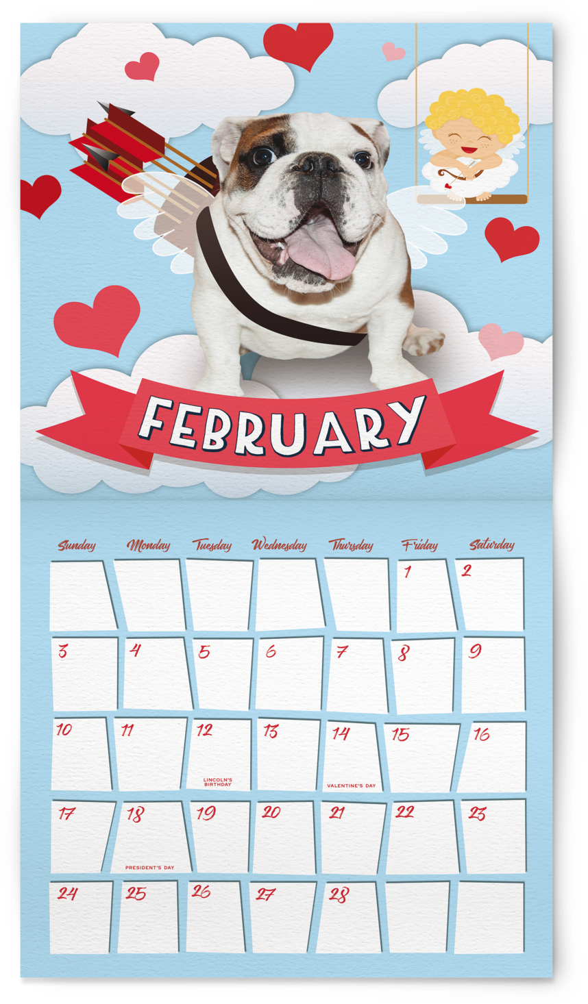 2019 English Bulldog Hanging Wall Calendar (1000x1525), Png Download