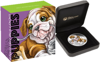 Tuvalu 2018 Puppies Series English Bulldog Coloured - Bulldog (446x286), Png Download