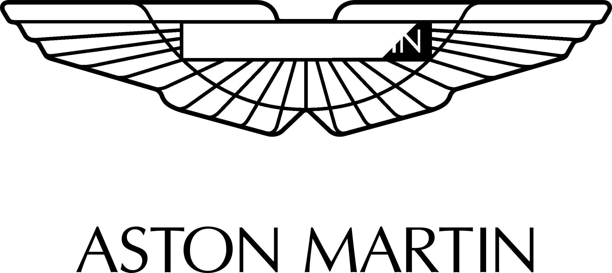 Aston Martin Logo Black And White - Aston Martin Logo Jpg (2400x1073), Png Download