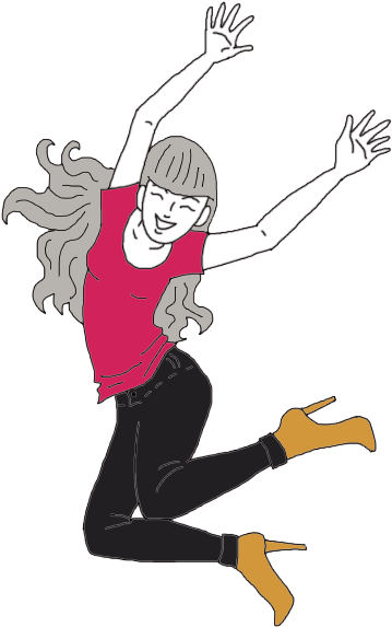 Jumping High Dreams - Happy Women Jump In Air Cartoon (450x450), Png Download