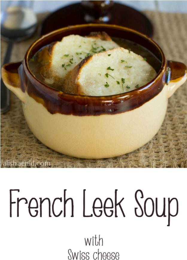 French Leek Soup With Swiss Cheese Crouton ~ Alisha - Quenelle (624x892), Png Download