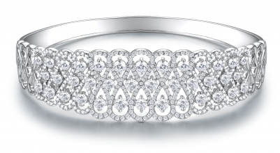 Ariella Prong Diamond Bangle 18k White Gold - Gold (400x400), Png Download