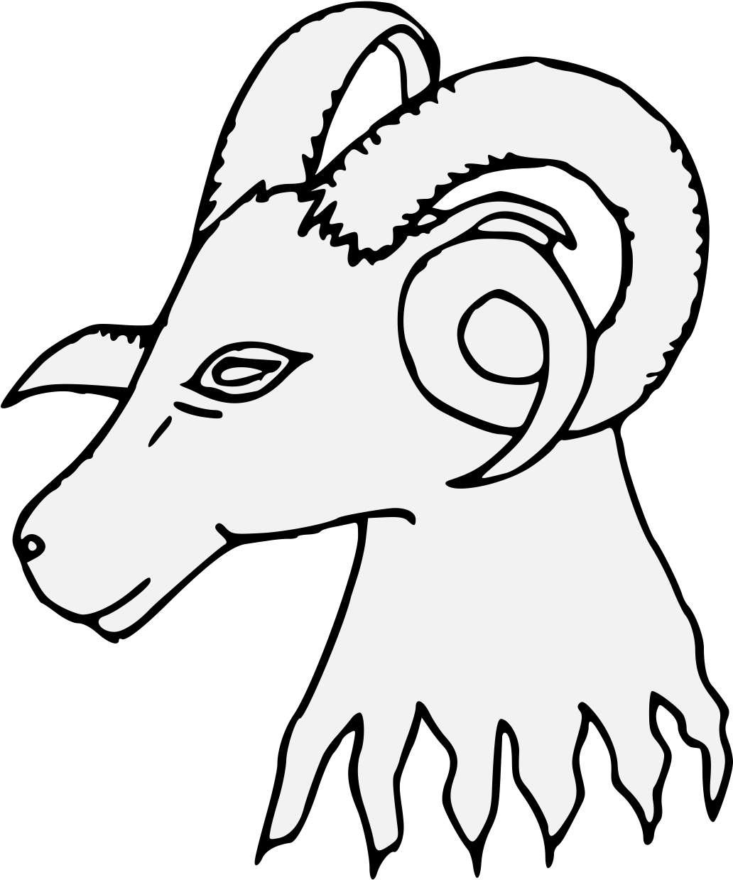 Ram's Head Erased - Line Art (1031x1246), Png Download