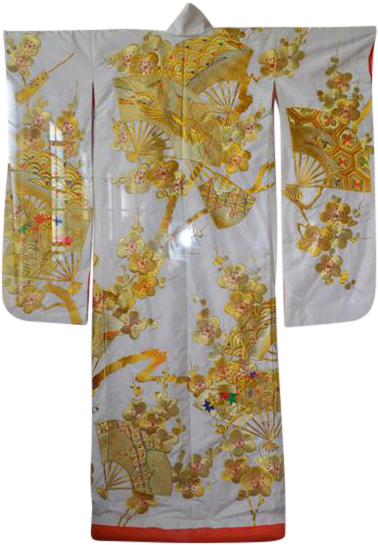 Lovely Japonisme Kimono In Gold From Early 20th Century - Board Short (419x604), Png Download