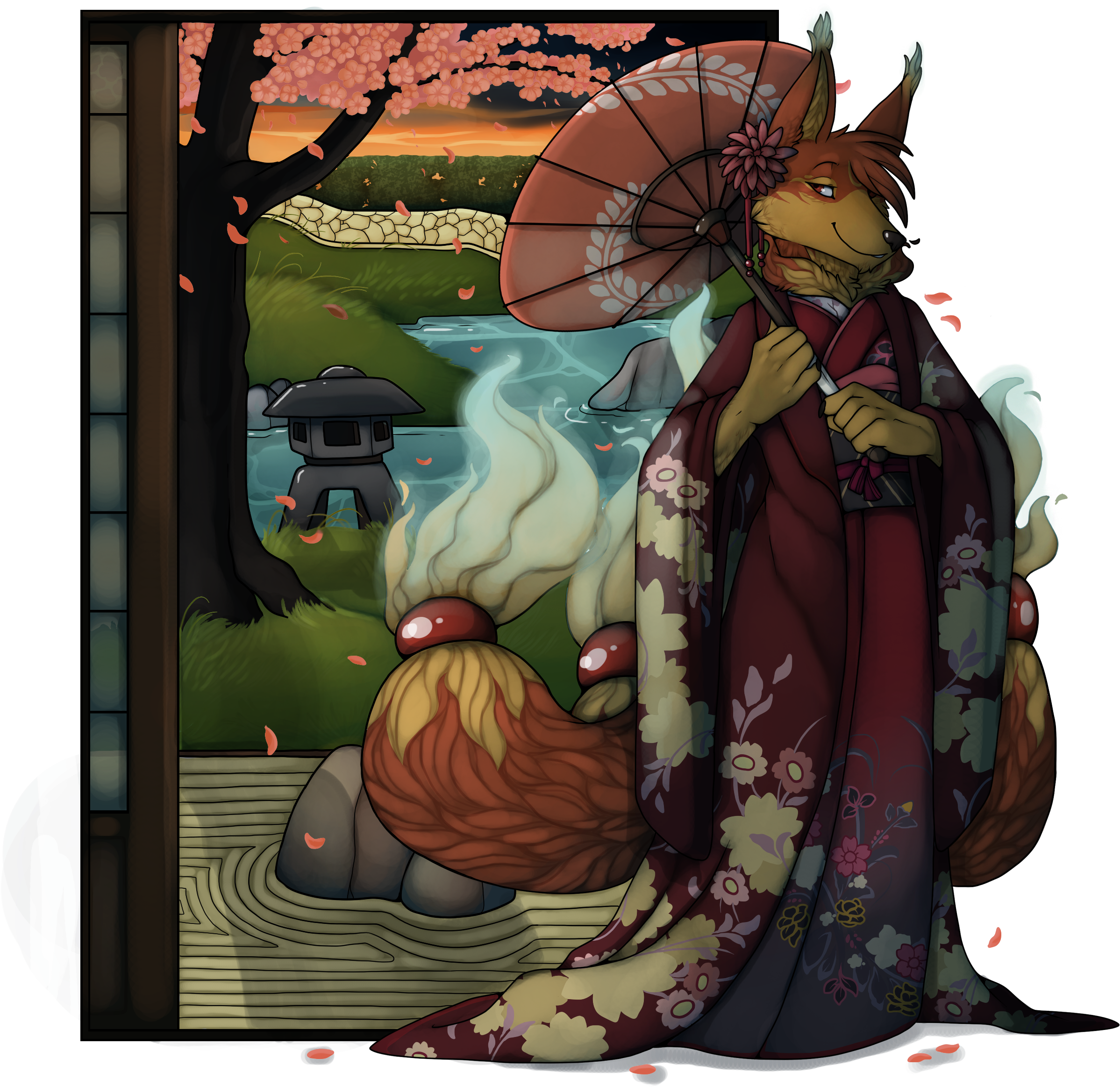 A Kitsune In A Kimono - Art (2523x2500), Png Download
