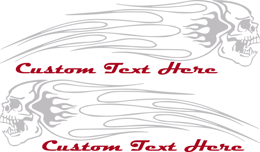 Flaming Skull Fs1 Gas Tank Decals - Flaming Skull Decal (880x514), Png Download
