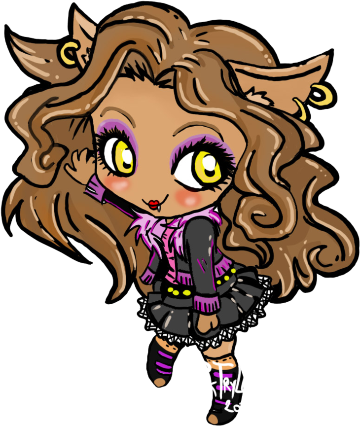 Monster High Ghostly Gossip Images Clawsum Hd Wallpaper - Chibi Monster High Clawdeen (848x942), Png Download