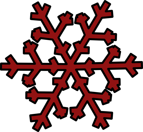 Dark Red Snowflake Clip Art At Clker - Pink Snowflake Clipart (600x554), Png Download