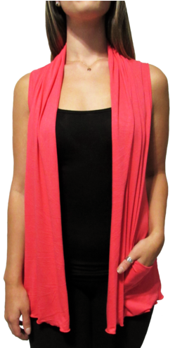 Coral Cardigan Vest - Vest (370x493), Png Download
