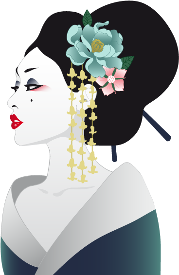 Japanese Geisha Wall Sticker - Japanese Woman Pillow Case (374x565), Png Download