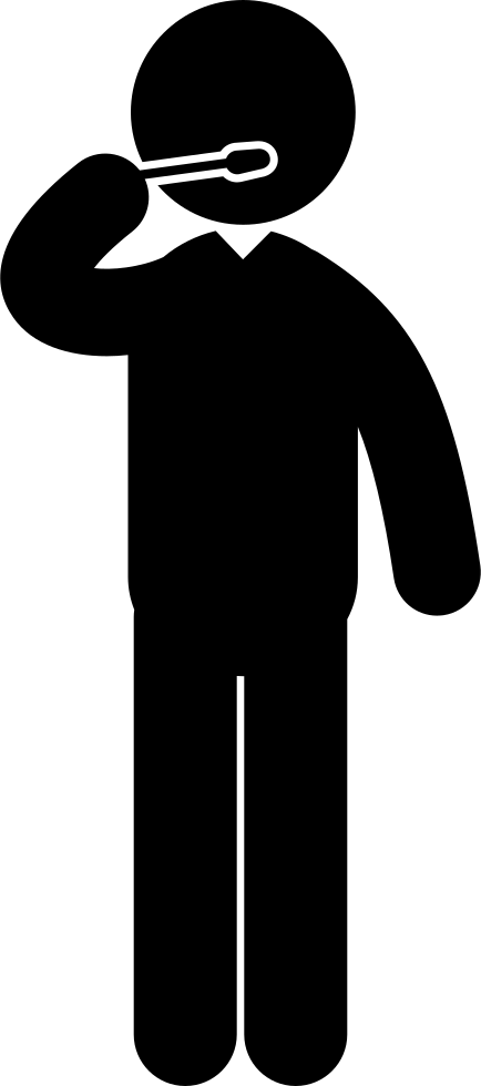 Standing Man With Hand Pointing On His Mouth With Toothbrush (434x980), Png Download