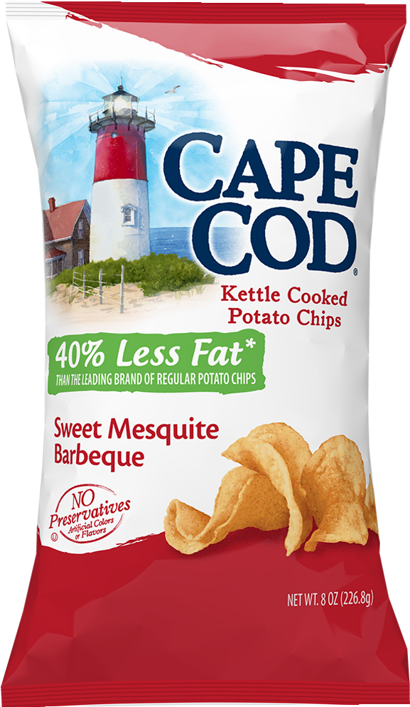 » 40% Less Fat Sweet Mesquite Barbeque - Cape Cod White Cheddar And Sour Cream (615x1000), Png Download