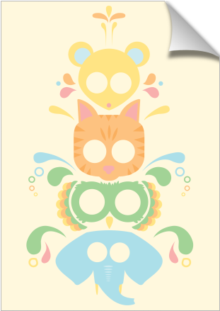 Animal Totem Pole - Cute Animal Totem Pole (674x516), Png Download