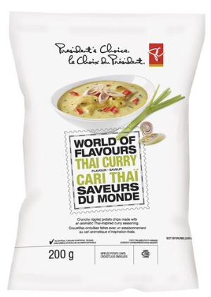Pc World Of Flavours Thai Curry Flavour Rippled Potato - President's Choice Thai Curry (420x420), Png Download