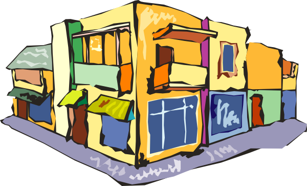 Shopping Mall Building Clipart - Corner Store Clip Art (600x363), Png Download