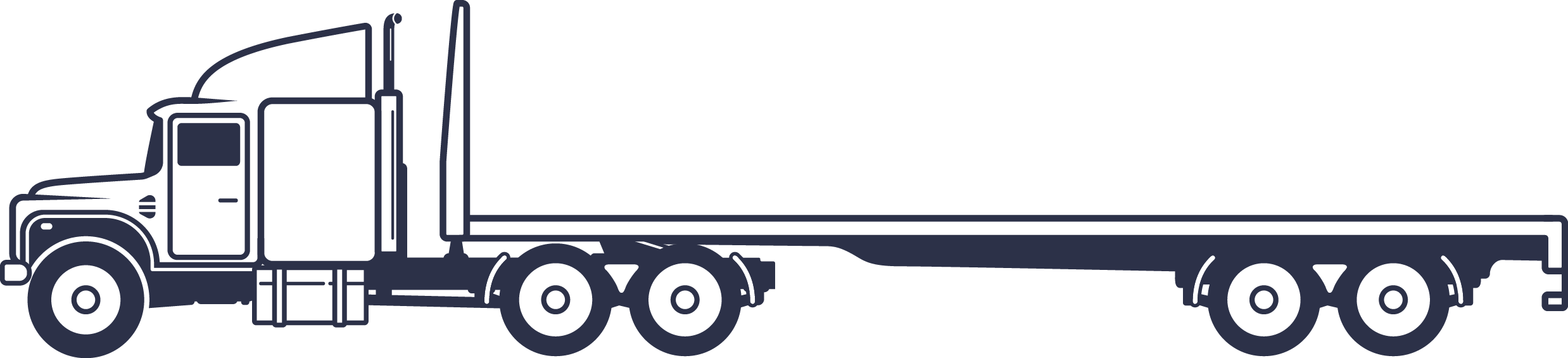 Flatbed Semi Truck Clipart (2476x565), Png Download