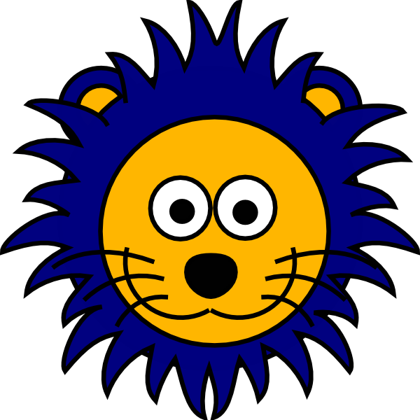 Cartoon Blue Gold Lion Svg Clip Arts 600 X 600 Px (600x600), Png Download