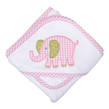 Pink Pastel Elephant Hooded Towel & Washcloth Set - Flower (350x450), Png Download