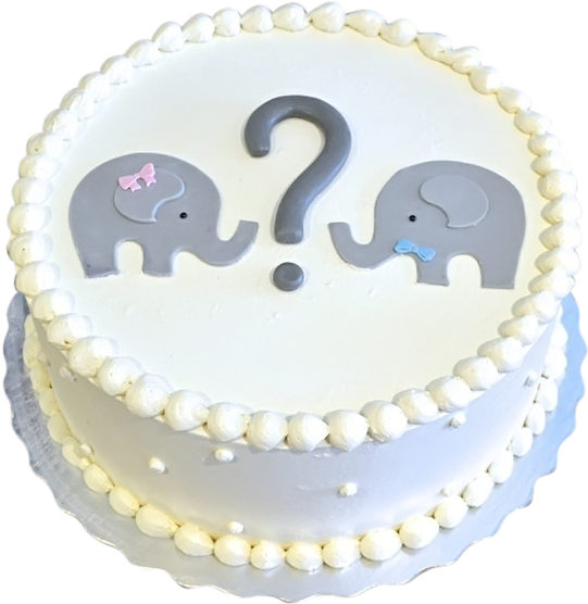 Elephant Baby Shower Gender Reveal Cake Sugarland Raleigh - Gender Reveal Surprise Cake (600x594), Png Download