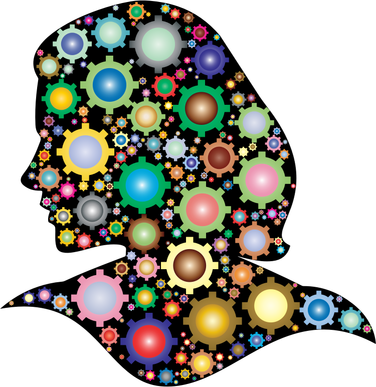 Brain Gears Png Download - Rainbow Geared Woman Silhouette Round Ornament (750x772), Png Download