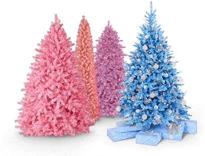 Pastels - Christmas Trees Decorating In Blue (409x311), Png Download