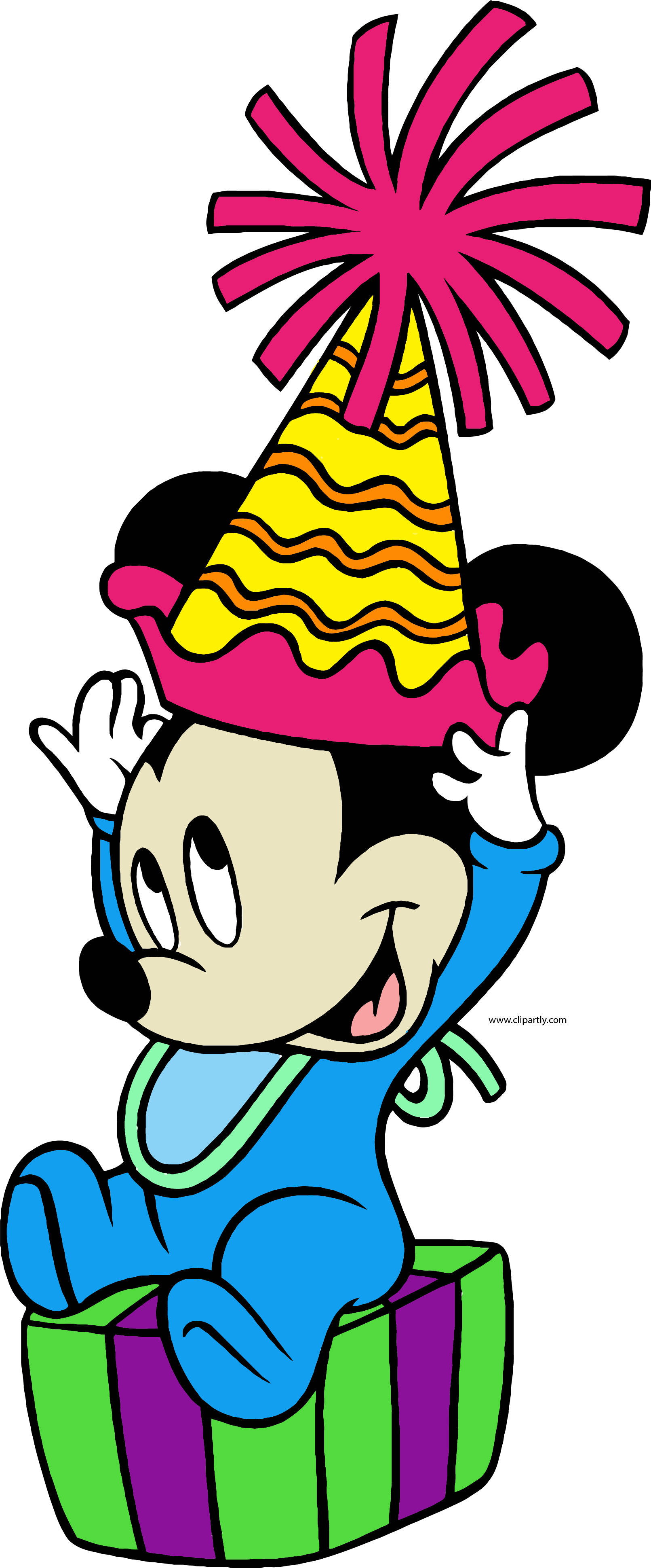 Baby Mickey Party Hat Suprise Clipart Png - Baby Mickey Mouse Coloring Pages (1611x3876), Png Download