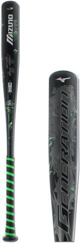 Mizuno Generation Baseball Bat Adult Black Neon Lime - Mizuno (250x500), Png Download