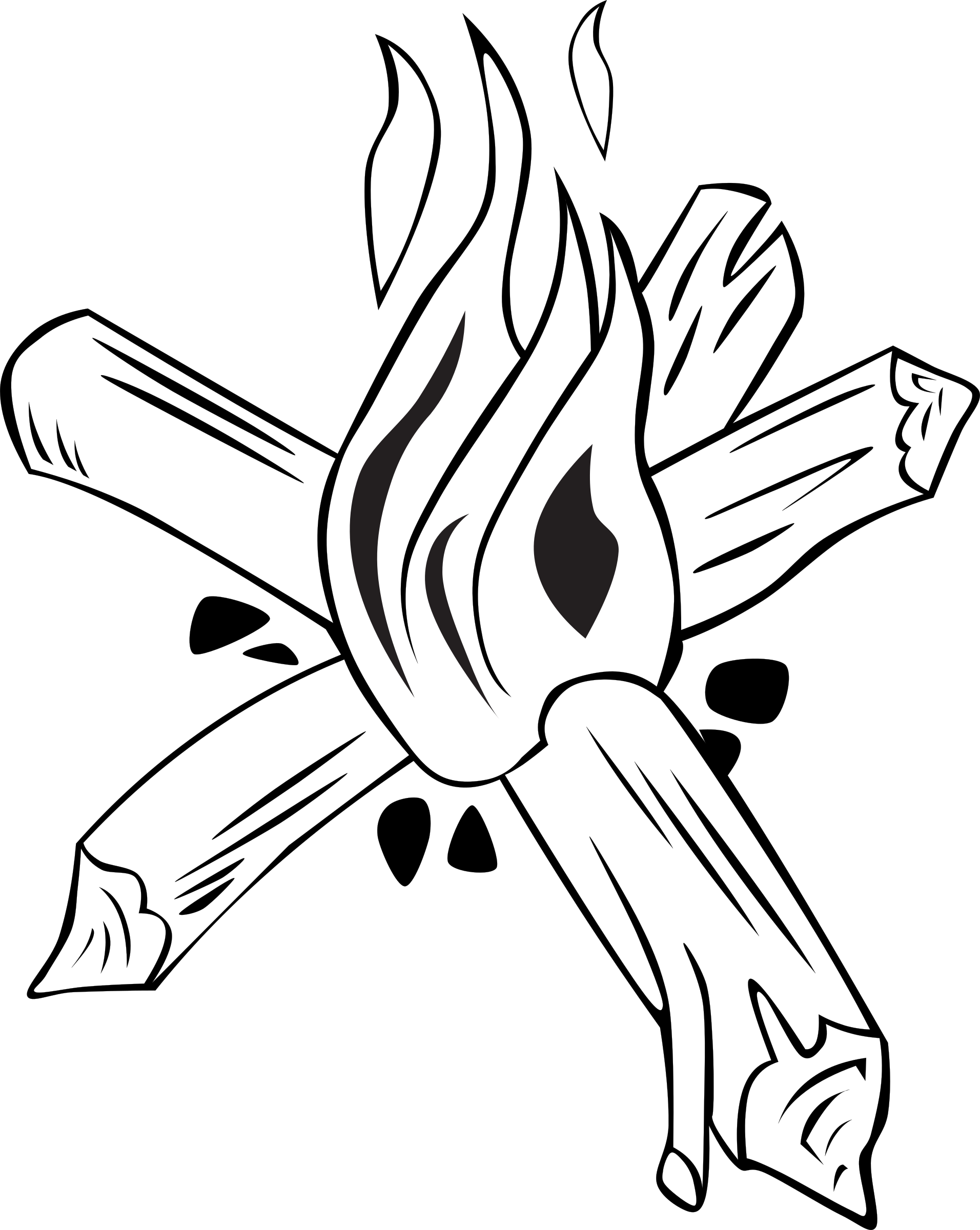 Cranes Campfire Clipart - Fire Log Coloring Page (1912x2400), Png Download