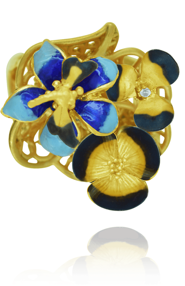 Golden Filigree Ember Blossom Ring - Brooch (1024x1024), Png Download