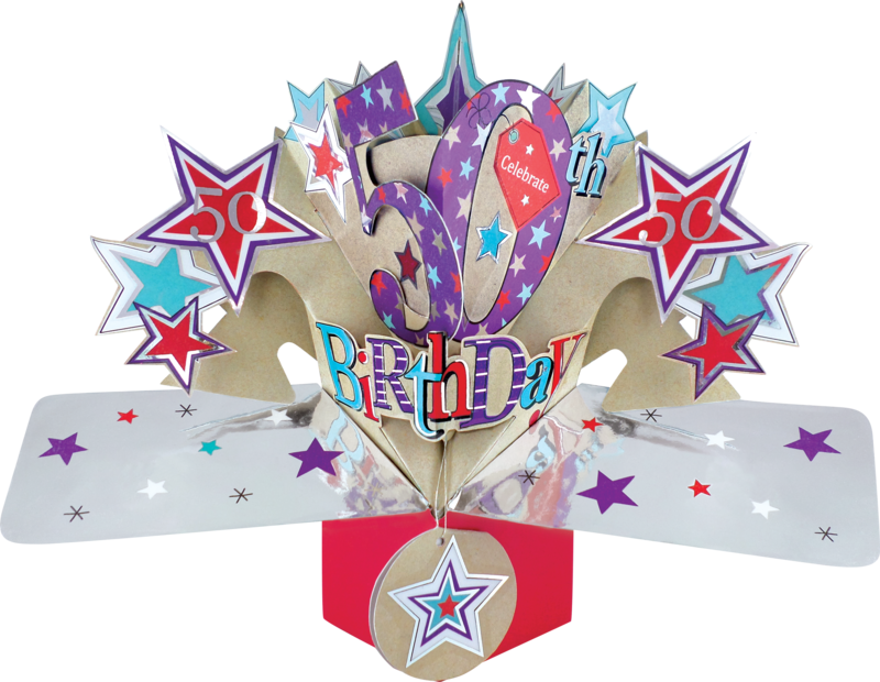 50th Pop Up Birthday Card (800x620), Png Download