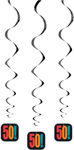 50th Birthday Cheers Hanging Swirls - 26' Hanging Birthday Cheer 80th Birthday Decorations, (339x599), Png Download
