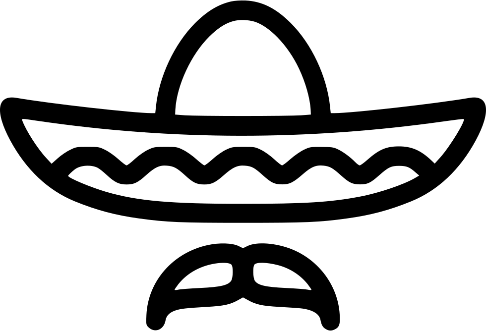 Sombrero Clipart Eps - Mexican Sombrero Black And White Png (980x668), Png Download