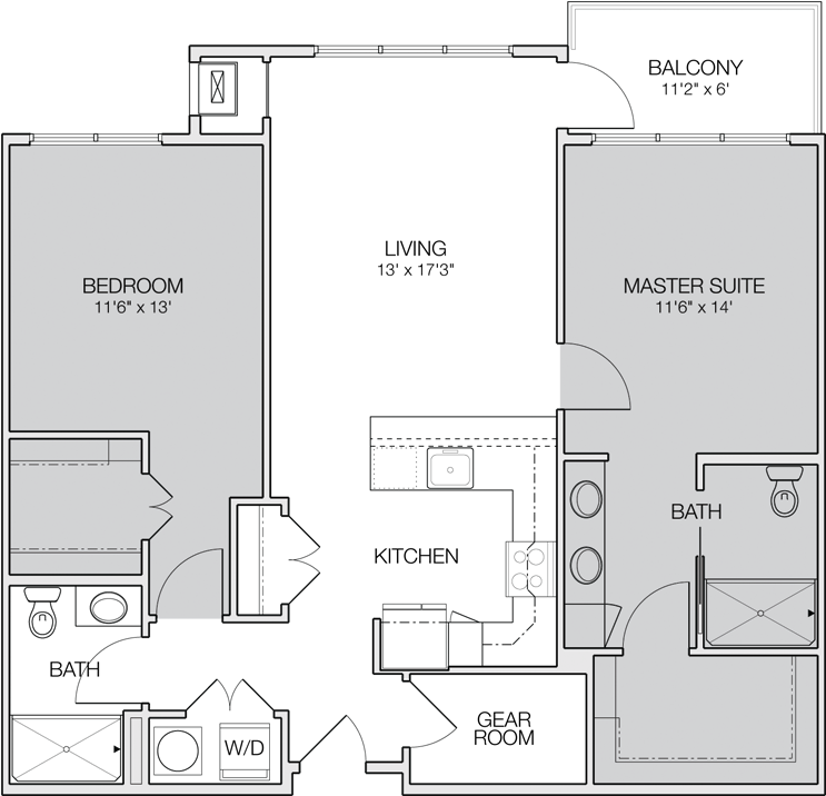 Floor Plan C - 2 Bedroom Apartment Floor Plans (800x800), Png Download