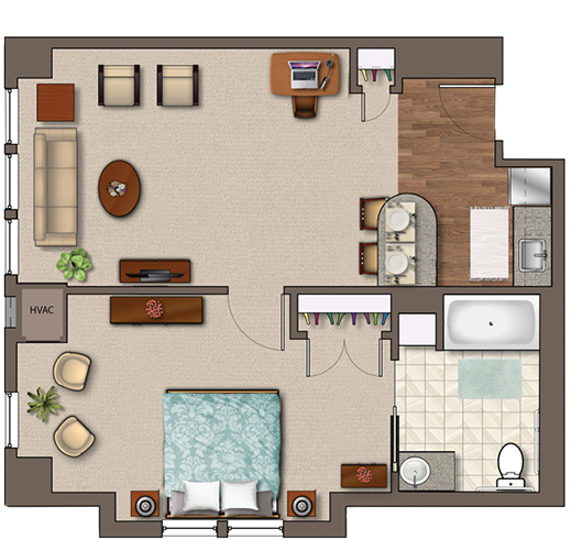 One Bedroom - Daylesford Crossing (800x500), Png Download