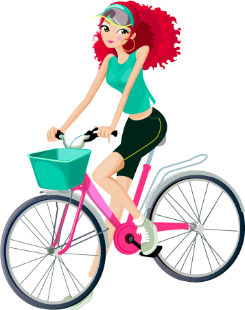 Paseamos Muñeca Dibujo, Dibujo Mujer, Acuarela, Bicicleta - Fashion Girl Vector (357x451), Png Download