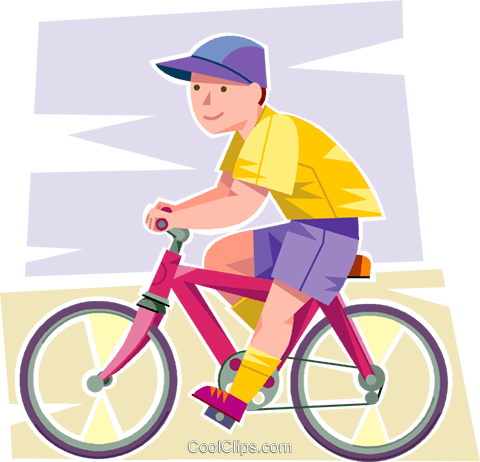 Niño En Su Bicicleta Libres De Derechos Ilustraciones - Menino De Bicicleta Vetor (480x462), Png Download