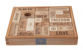 Natural Peace & Love Blocks - Peace And Love - 29 Wooden Blocks - Wooden Story (350x350), Png Download