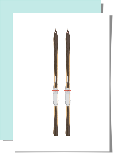 Vintage Skis I Greeting Card (1000x1000), Png Download
