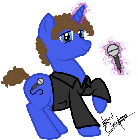 Bigrodeo, Billy Joel, Magic, Microphone, Ponified, - Cartoon (574x521), Png Download