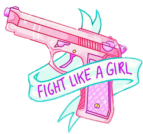 Pink Tumblr Pistola Girl Sticker - Fight Like A Girl Gun (473x444), Png Download