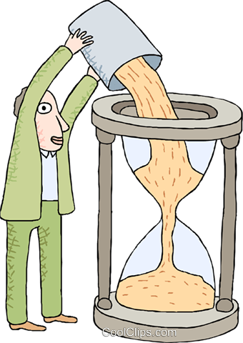 Man Pouring Sand Into An Hourglass Royalty Free Vector - Pouring Sand Into Hourglass (340x480), Png Download