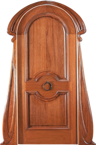 Mahogany Single Exterior Wood Door Casing 1 With P84 - Carved Doors (316x480), Png Download