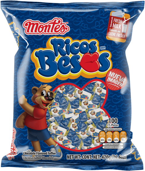 Montesmontes Ricos Besos Chocolate Toffee 6 Oz - Ricos Besos Chocolate Flavored Toffee Candy, 6.5 Oz (660x700), Png Download