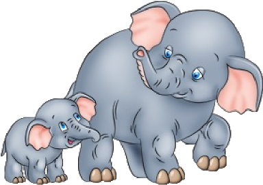Cute Baby And Momma - Mother And Baby Elephant Clipart (400x400), Png Download