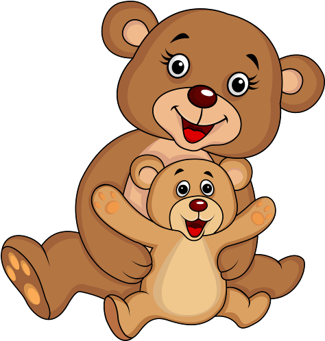 Bear Mother And Baby Cartoon Image - Mom And Baby Animal Cartoon (500x500), Png Download