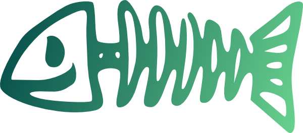 Cartoon Fish Skeleton (600x264), Png Download