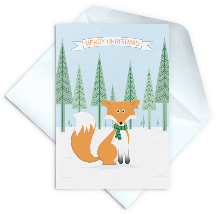 Woodland Fox Christmas Card - Christmas Day (796x796), Png Download