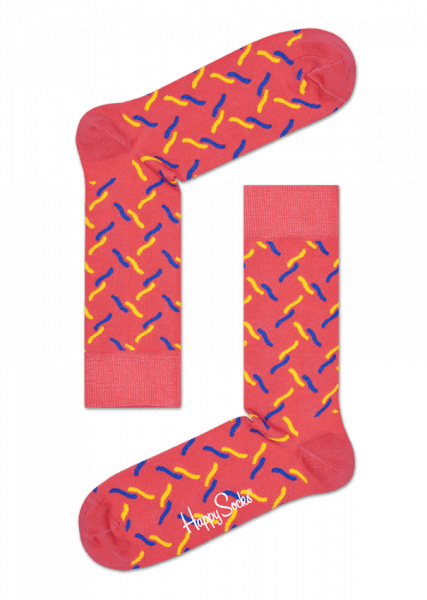Calcetines De Color Rosa Con Líneas De Amarillo Y Azul - Happy Socks Berry (427x600), Png Download
